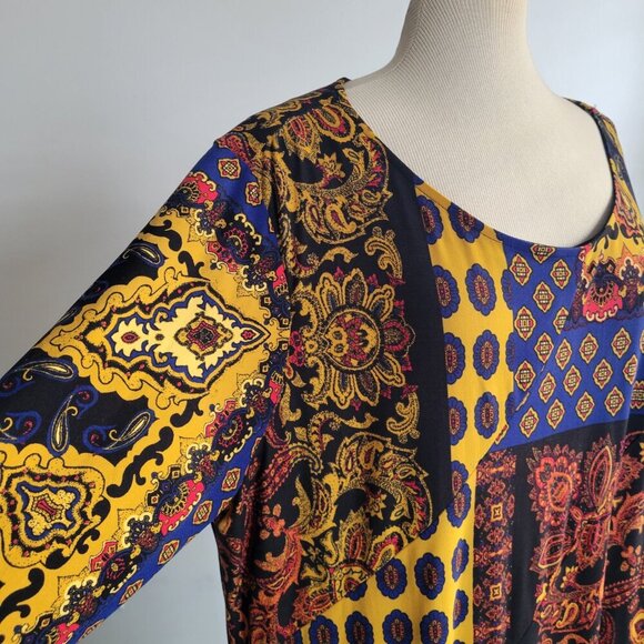 Ivy City Co Nova Patchwork Blue, Yellow, & Red Paisley print (Size S/M) - Picture 6 of 15